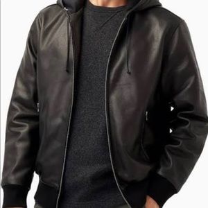 Roots Leather bomber w hood